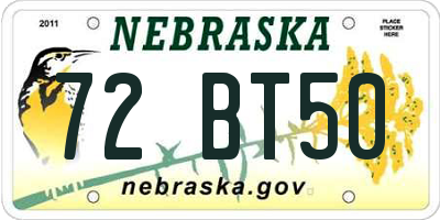 NE license plate 72BT50
