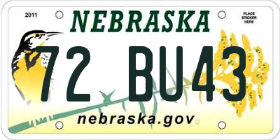 NE license plate 72BU43