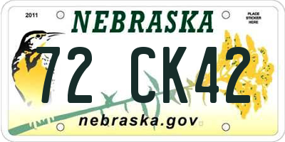 NE license plate 72CK42