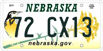NE license plate 72CX13