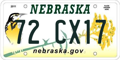 NE license plate 72CX17