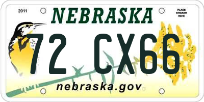 NE license plate 72CX66