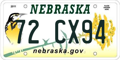 NE license plate 72CX94
