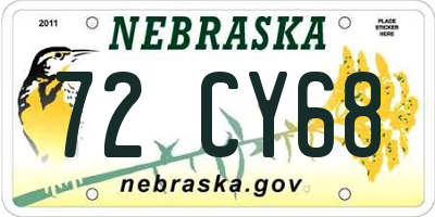 NE license plate 72CY68