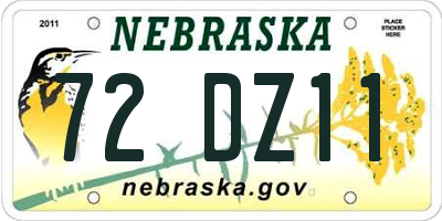NE license plate 72DZ11