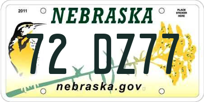 NE license plate 72DZ77