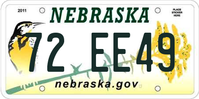 NE license plate 72EE49