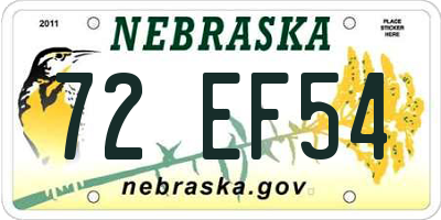 NE license plate 72EF54
