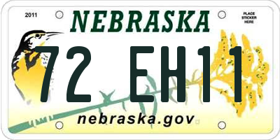 NE license plate 72EH11