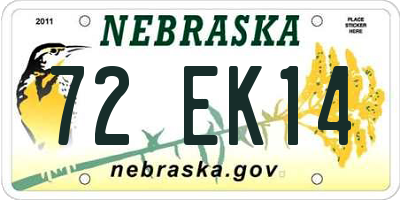 NE license plate 72EK14
