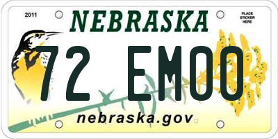 NE license plate 72EM00