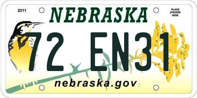 NE license plate 72EN31
