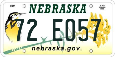 NE license plate 72EO57