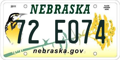 NE license plate 72EO74