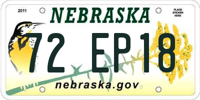 NE license plate 72EP18