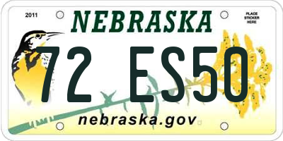NE license plate 72ES50