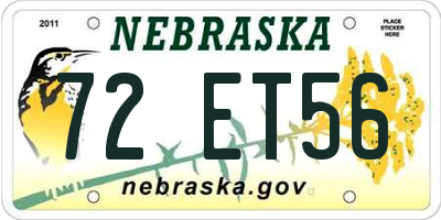 NE license plate 72ET56