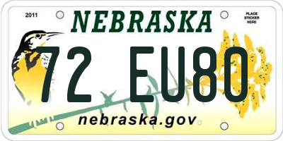 NE license plate 72EU80