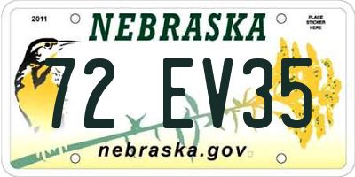 NE license plate 72EV35