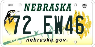 NE license plate 72EW46