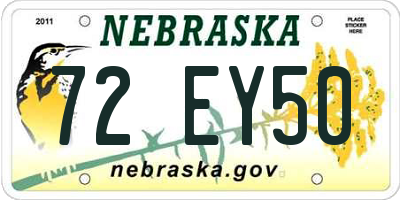 NE license plate 72EY50