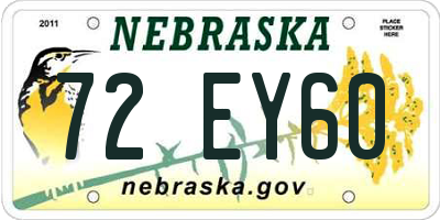 NE license plate 72EY60