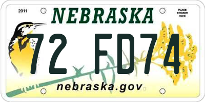 NE license plate 72FD74