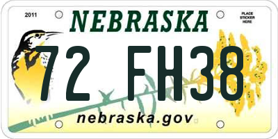 NE license plate 72FH38