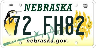 NE license plate 72FH82