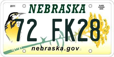 NE license plate 72FK28
