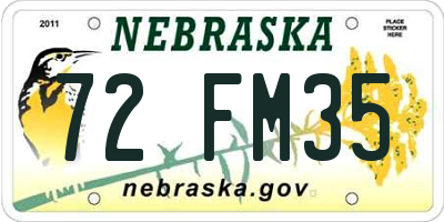 NE license plate 72FM35