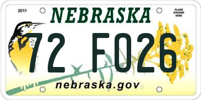 NE license plate 72FO26