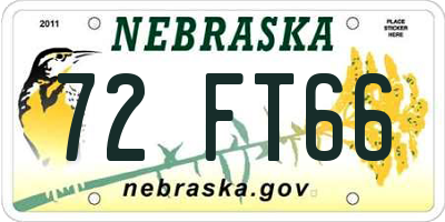 NE license plate 72FT66