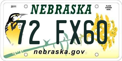 NE license plate 72FX60
