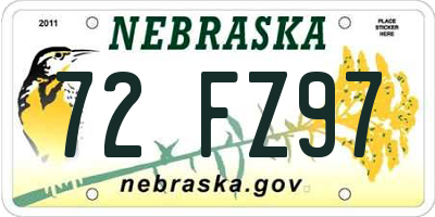 NE license plate 72FZ97