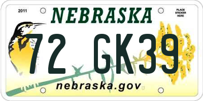NE license plate 72GK39