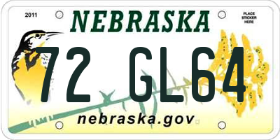 NE license plate 72GL64