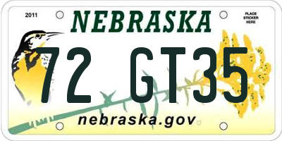 NE license plate 72GT35