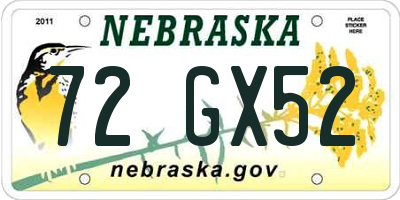 NE license plate 72GX52