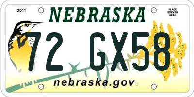 NE license plate 72GX58
