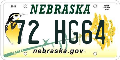 NE license plate 72HG64