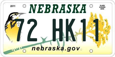 NE license plate 72HK11