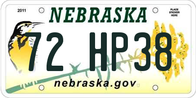NE license plate 72HP38