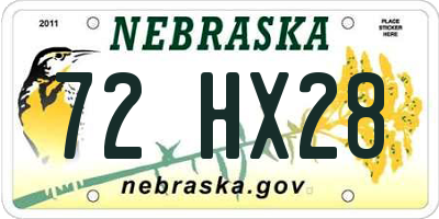 NE license plate 72HX28