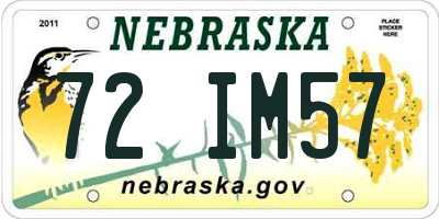 NE license plate 72IM57