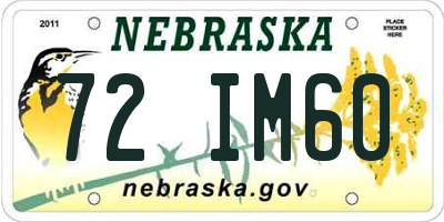 NE license plate 72IM60