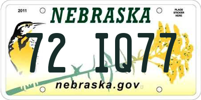 NE license plate 72IQ77