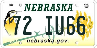 NE license plate 72IU66