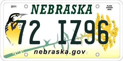 NE license plate 72IZ96