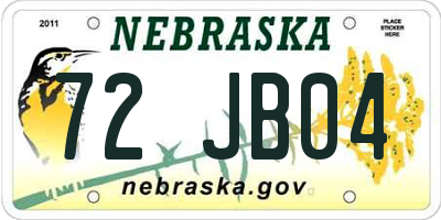 NE license plate 72JB04